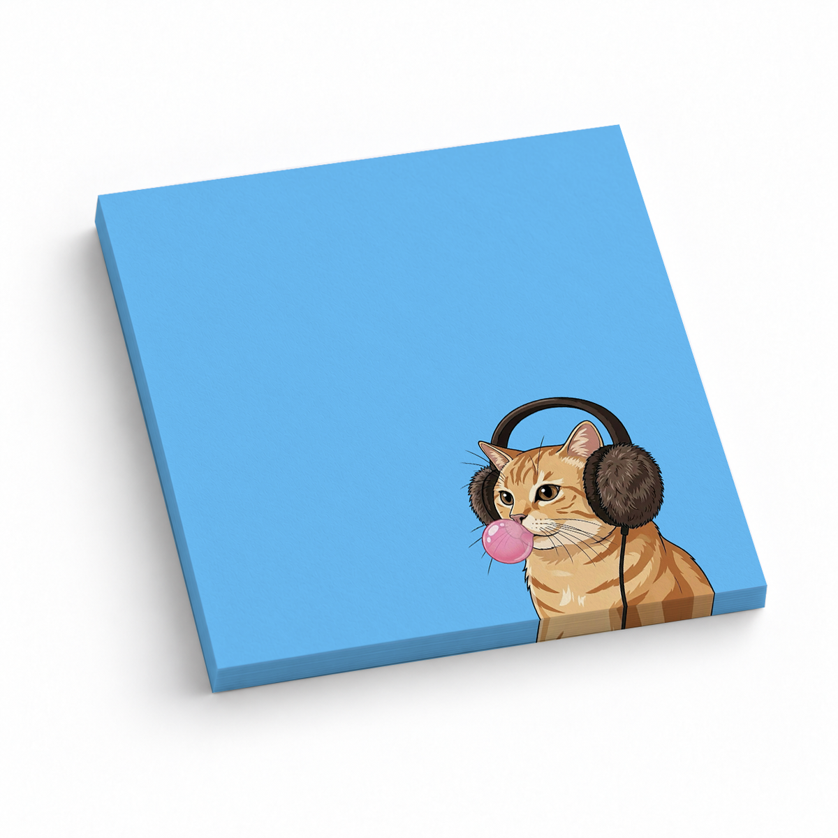Cat sticky notes with an orange tabby cat, 3x3 inch memo pad