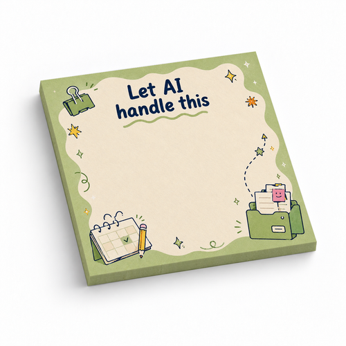 "Let AI Handle This" Green Smiley Folder 3x3 sticky notes, 50-sheet memo pad