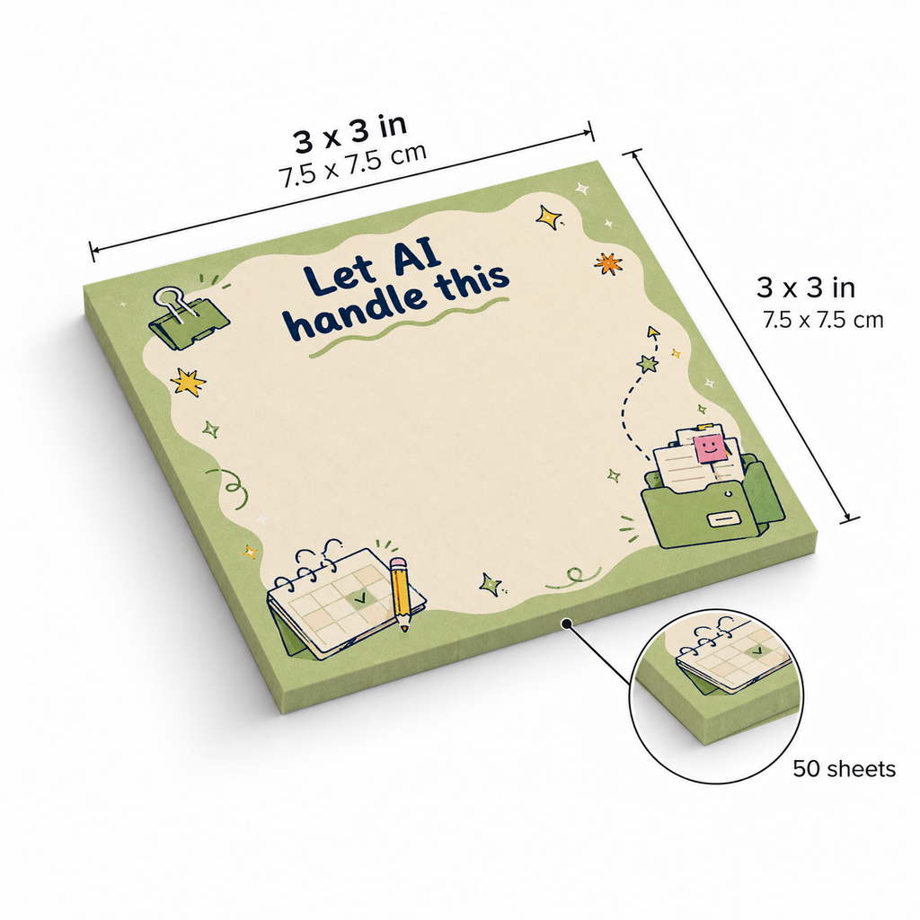 "Let AI Handle This" Green Smiley Folder sticky notes, 3x3 in (7.5 x 7.5 cm), 50 sheets