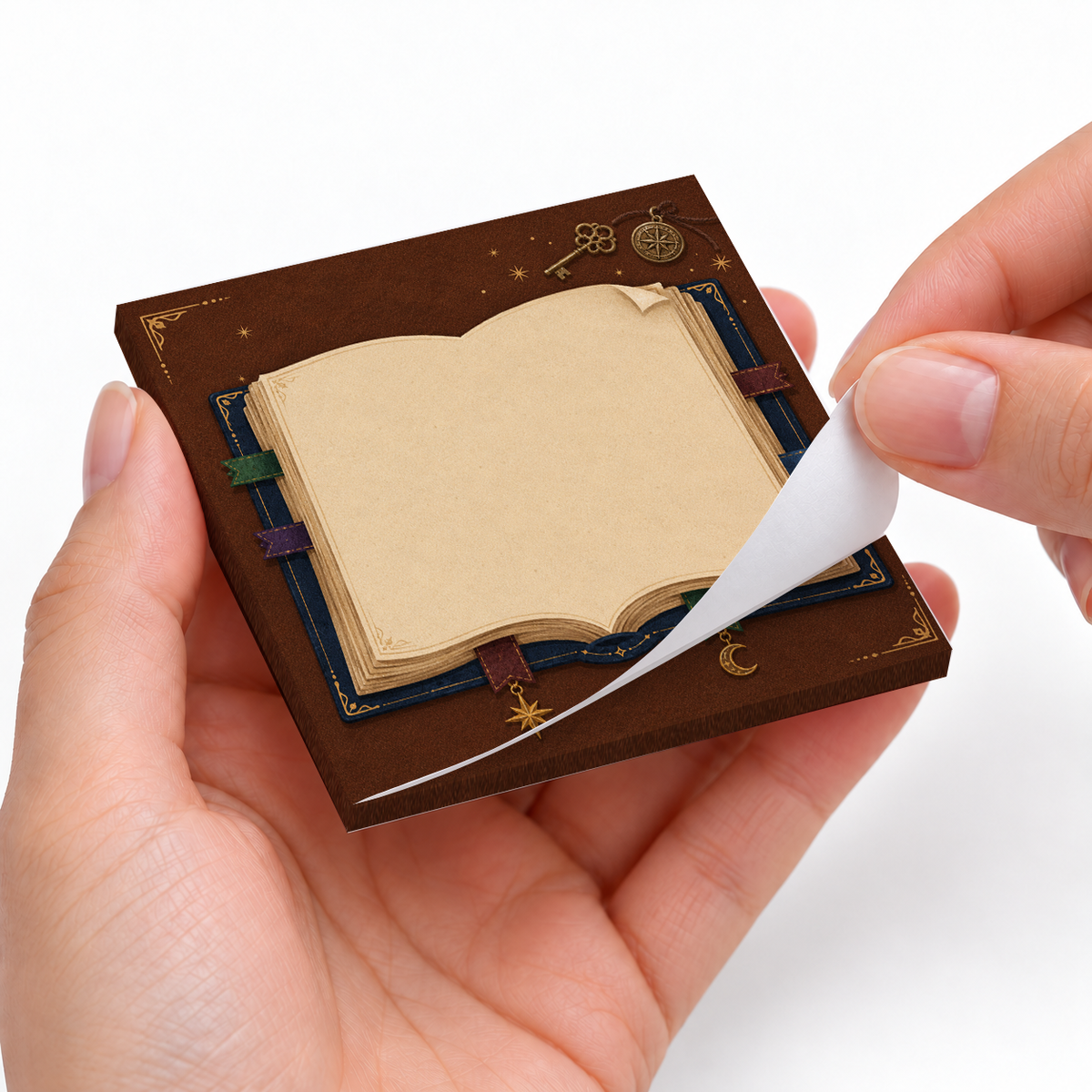 Vintage Key & Compass sticky notes styled with a planner and desk accessories