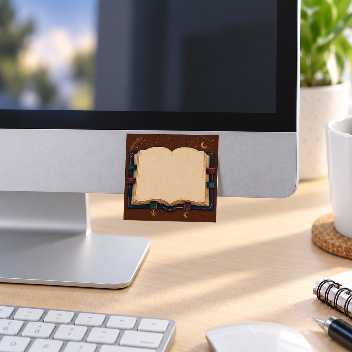 Quill & Astrolabe memo pad in an office or home workspace
