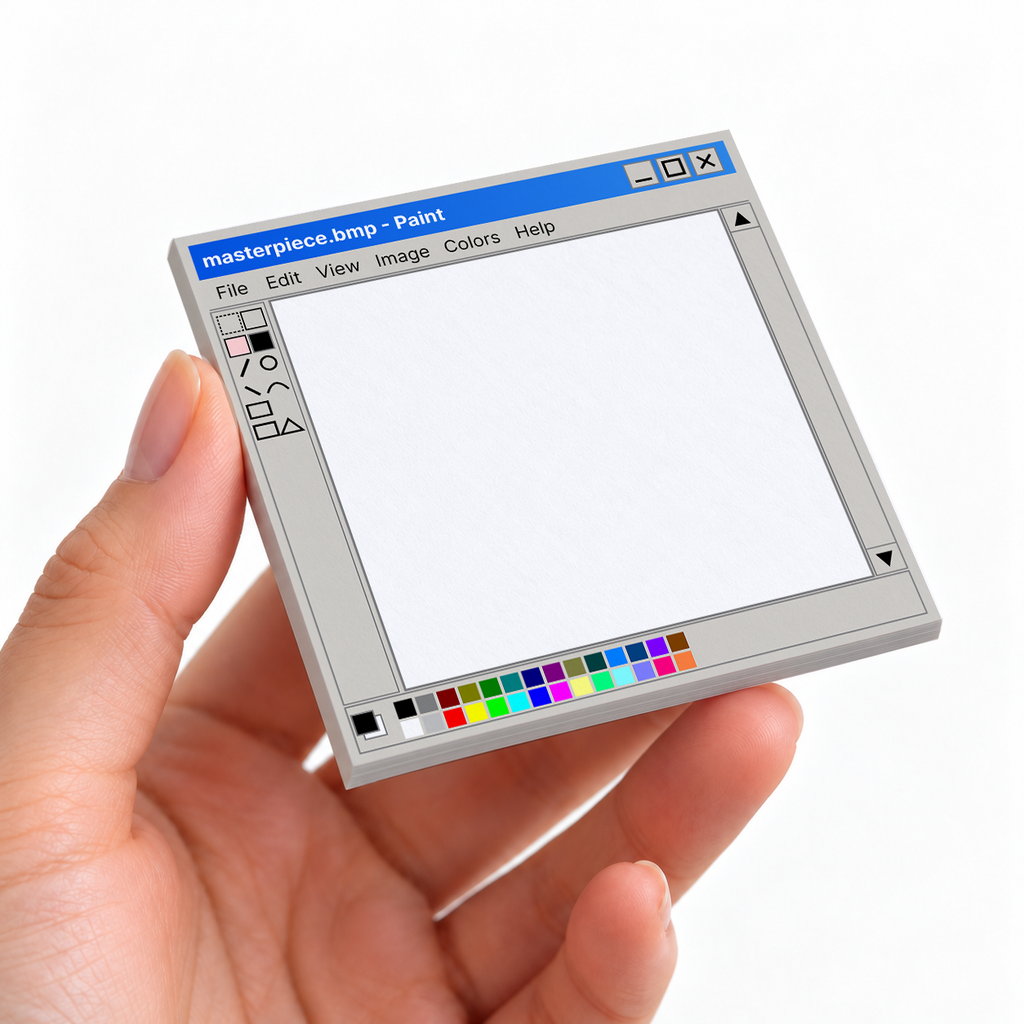 Masterpiece Paint Program sticky note pad on a desk with stationery