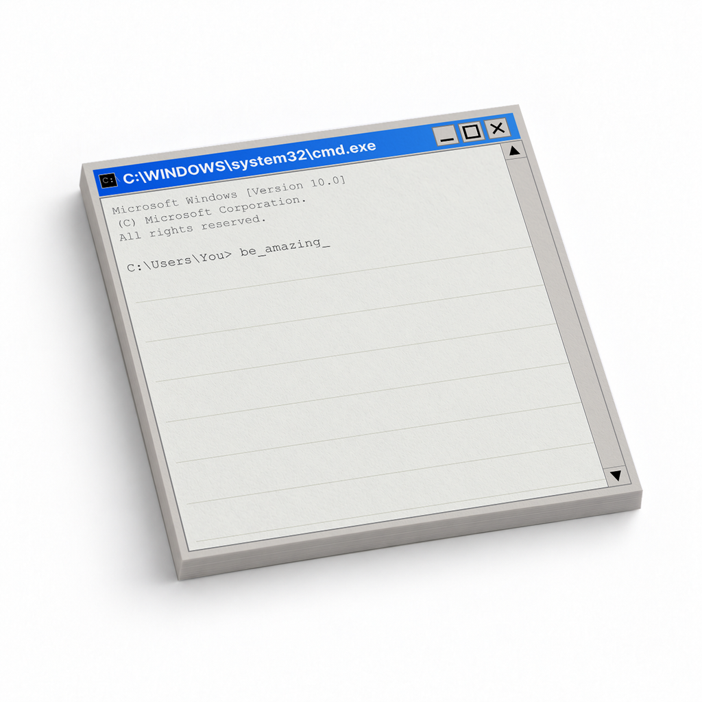 Retro Command Prompt Sticky Notes - Be Amazing 3x3 sticky notes, 50-sheet memo pad