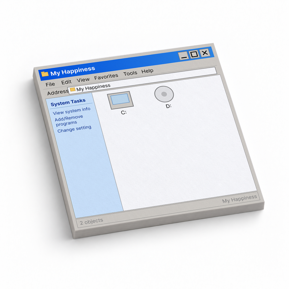 Vintage File Explorer System 3x3 sticky notes, 50-sheet memo pad