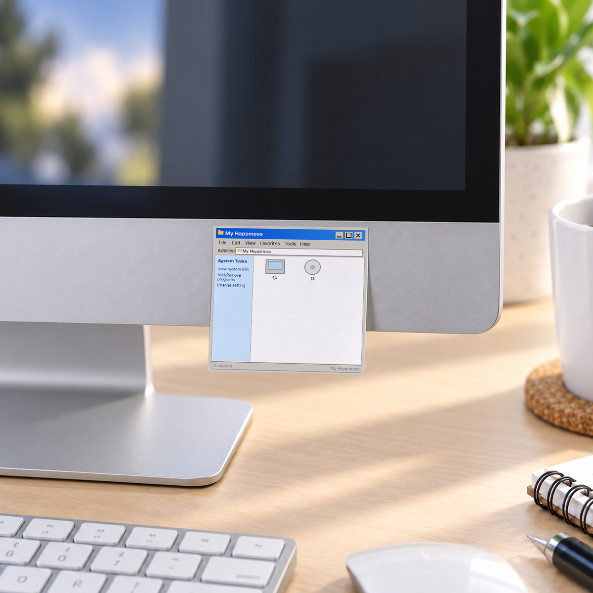 Vintage File Explorer System memo pad in an office or home workspace