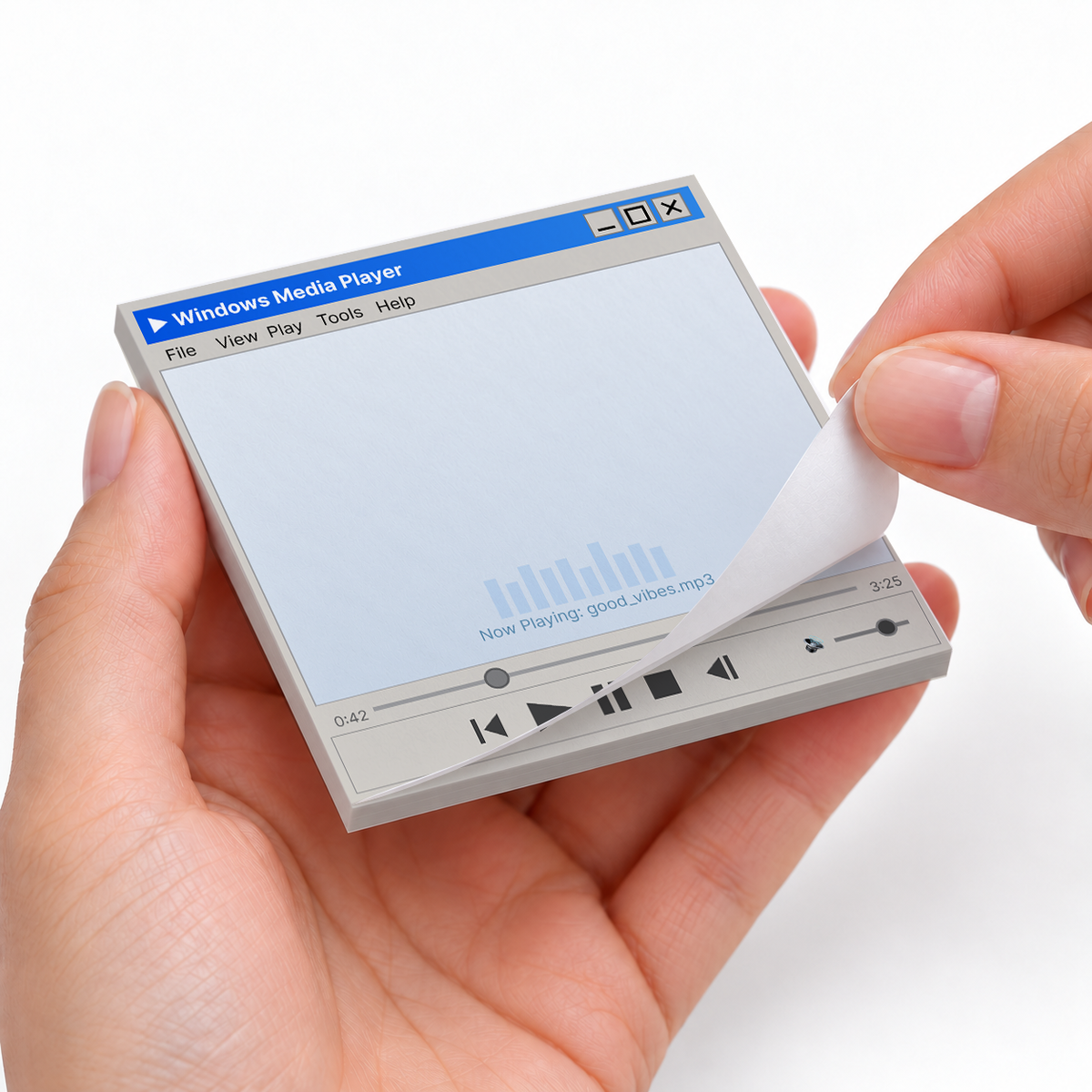 Retro Media Player Sticky Notes - Good Vibes sticky notes styled with a planner and desk accessories