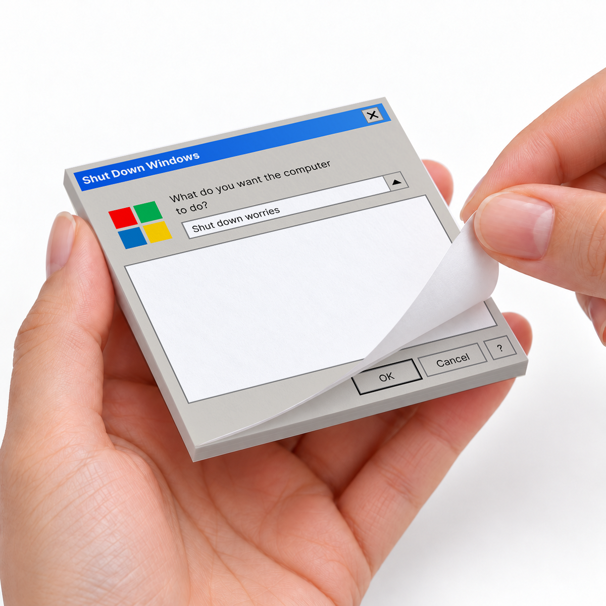 Shut Down Worries Y2K Memo Pad - Retro Computer Design sticky notes styled with a planner and desk accessories