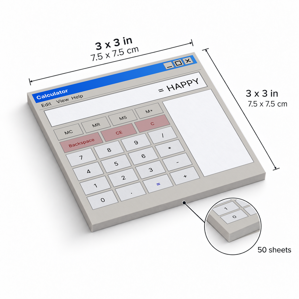 Retro Calculator Sticky Notes - Happy Equation Design sticky notes, 3x3 in (7.5 x 7.5 cm), 50 sheets