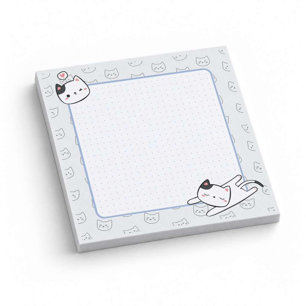 Stretching Cat Dotted Grid 3x3 sticky notes, 50-sheet memo pad