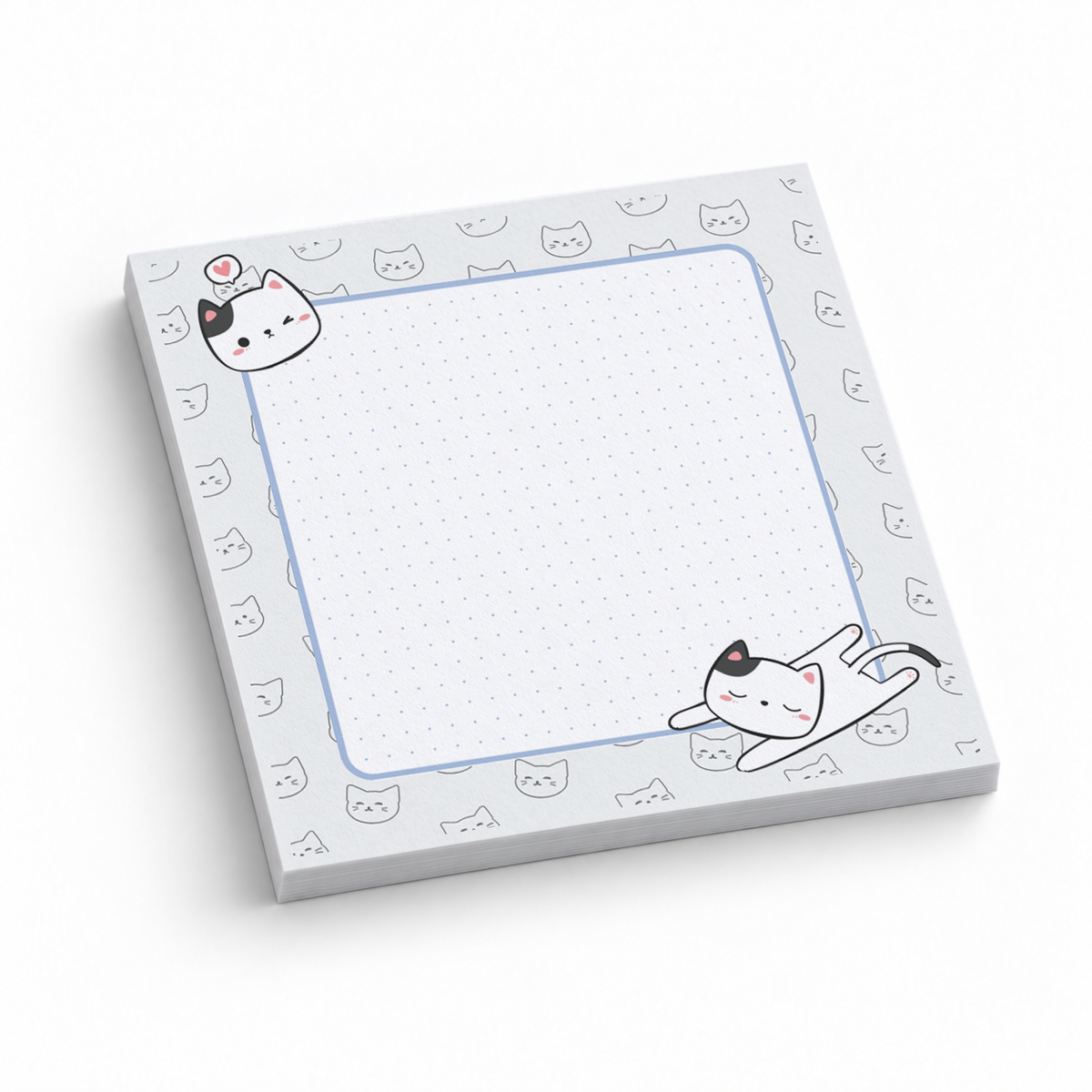 Stretching Cat Dotted Grid 3x3 sticky notes, 50-sheet memo pad