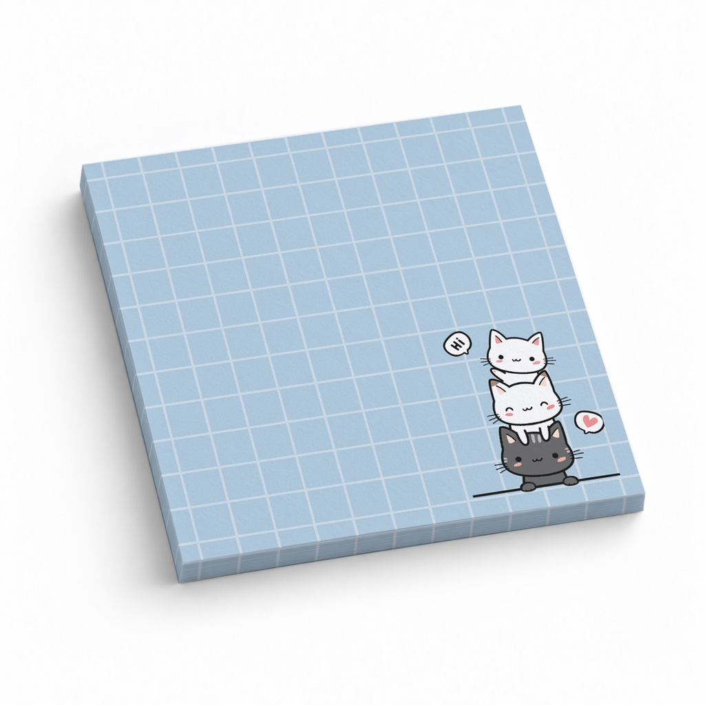 Stacked Cats Grid 3x3 sticky notes, 50-sheet memo pad