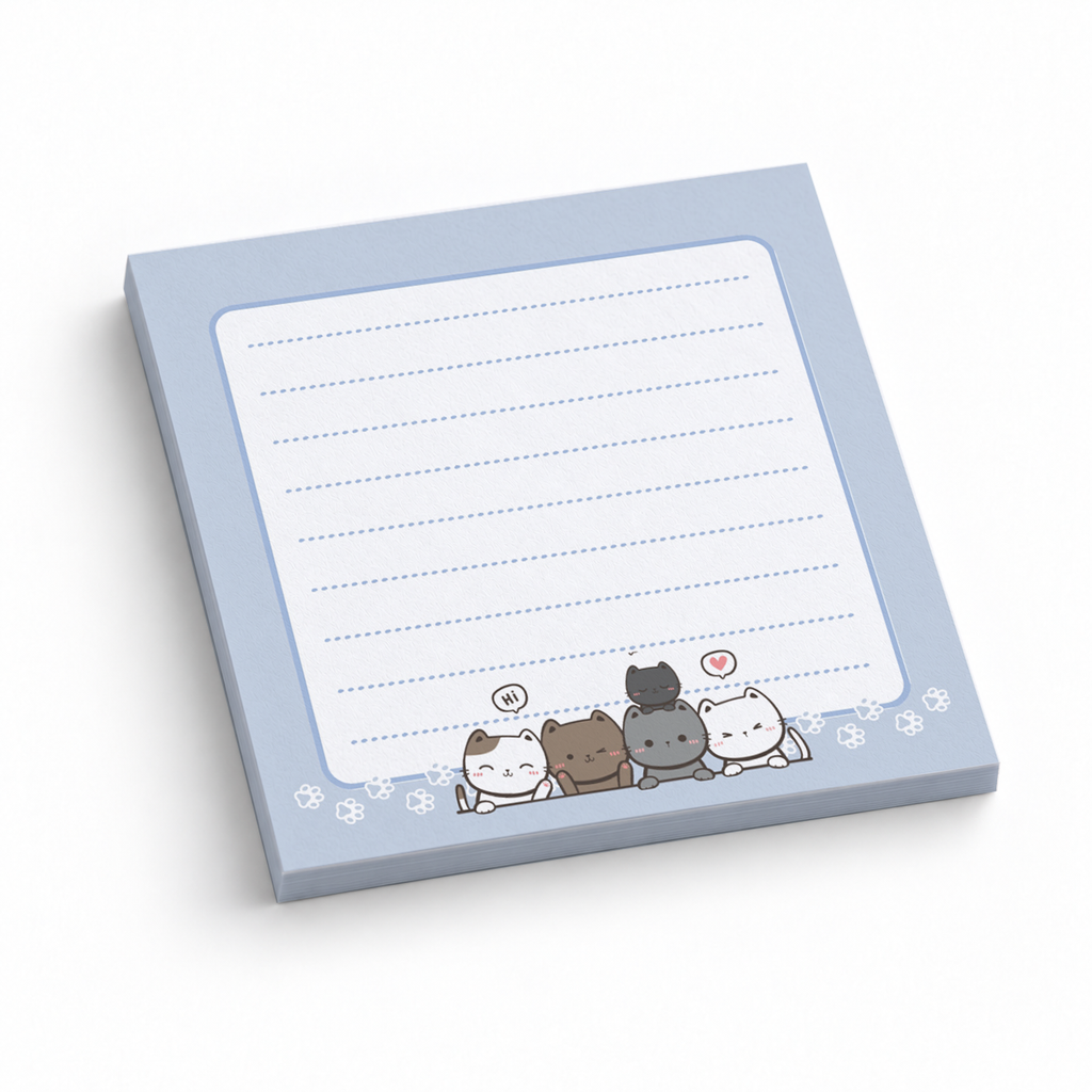 Kitten Lineup Lined 3x3 sticky notes, 50-sheet memo pad