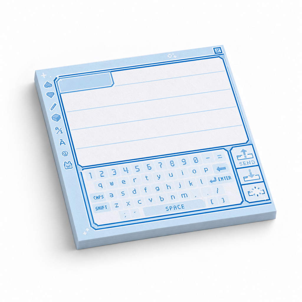 Retro Blue Pixel Chat Box 3x3 sticky notes, 50-sheet memo pad