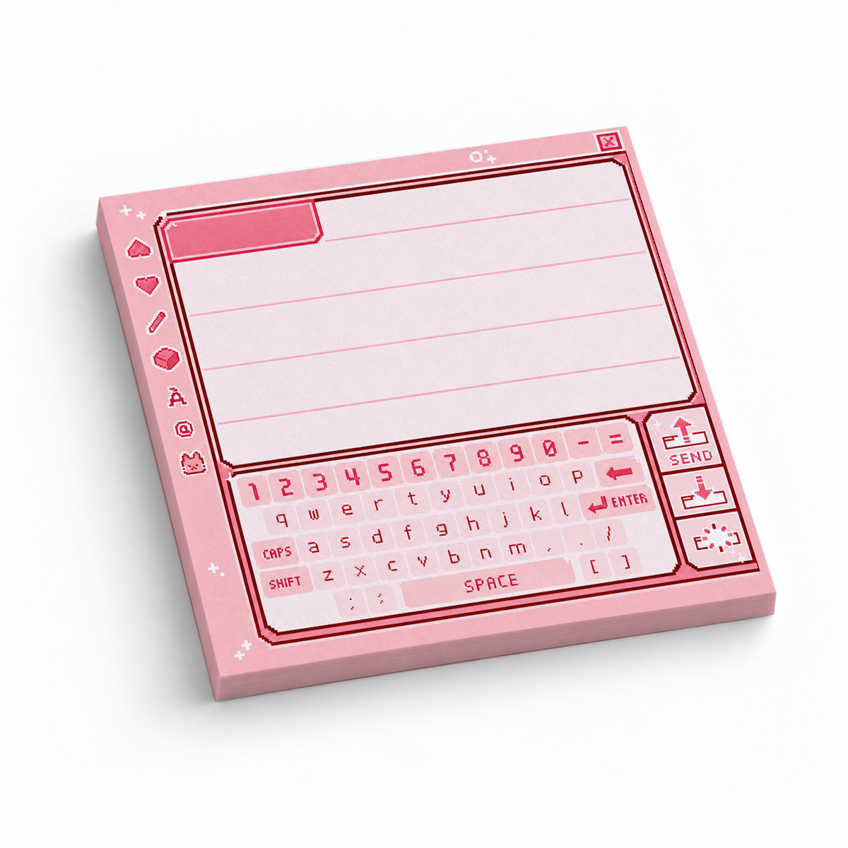 Kawaii Pink Pixel Chat Interface 3x3 sticky notes, 50-sheet memo pad