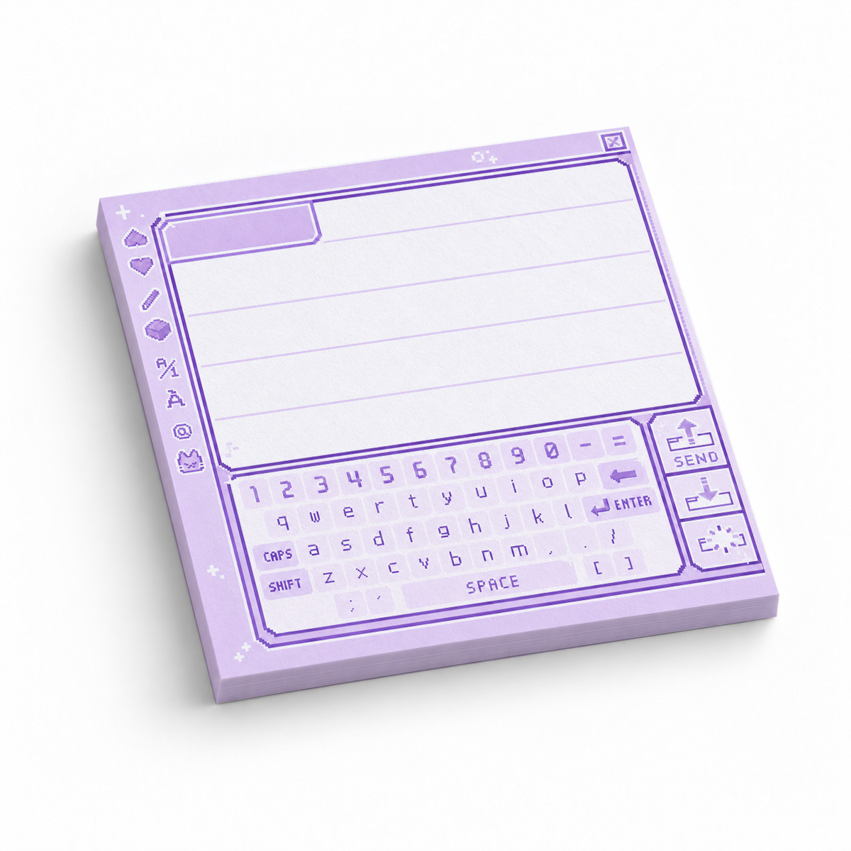 Pastel Purple Retro Pixel Keyboard 3x3 sticky notes, 50-sheet memo pad
