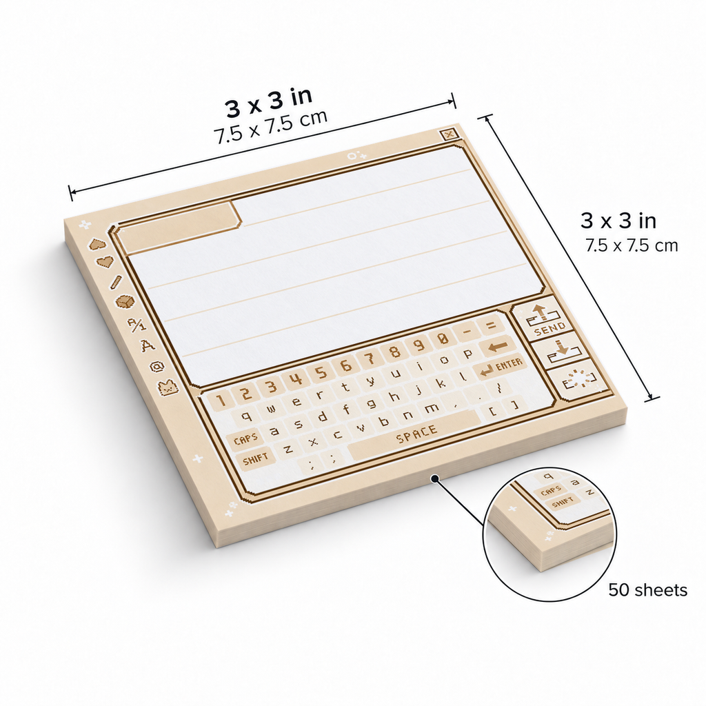 Sepia Pixel Art Chat Message sticky notes, 3x3 in (7.5 x 7.5 cm), 50 sheets