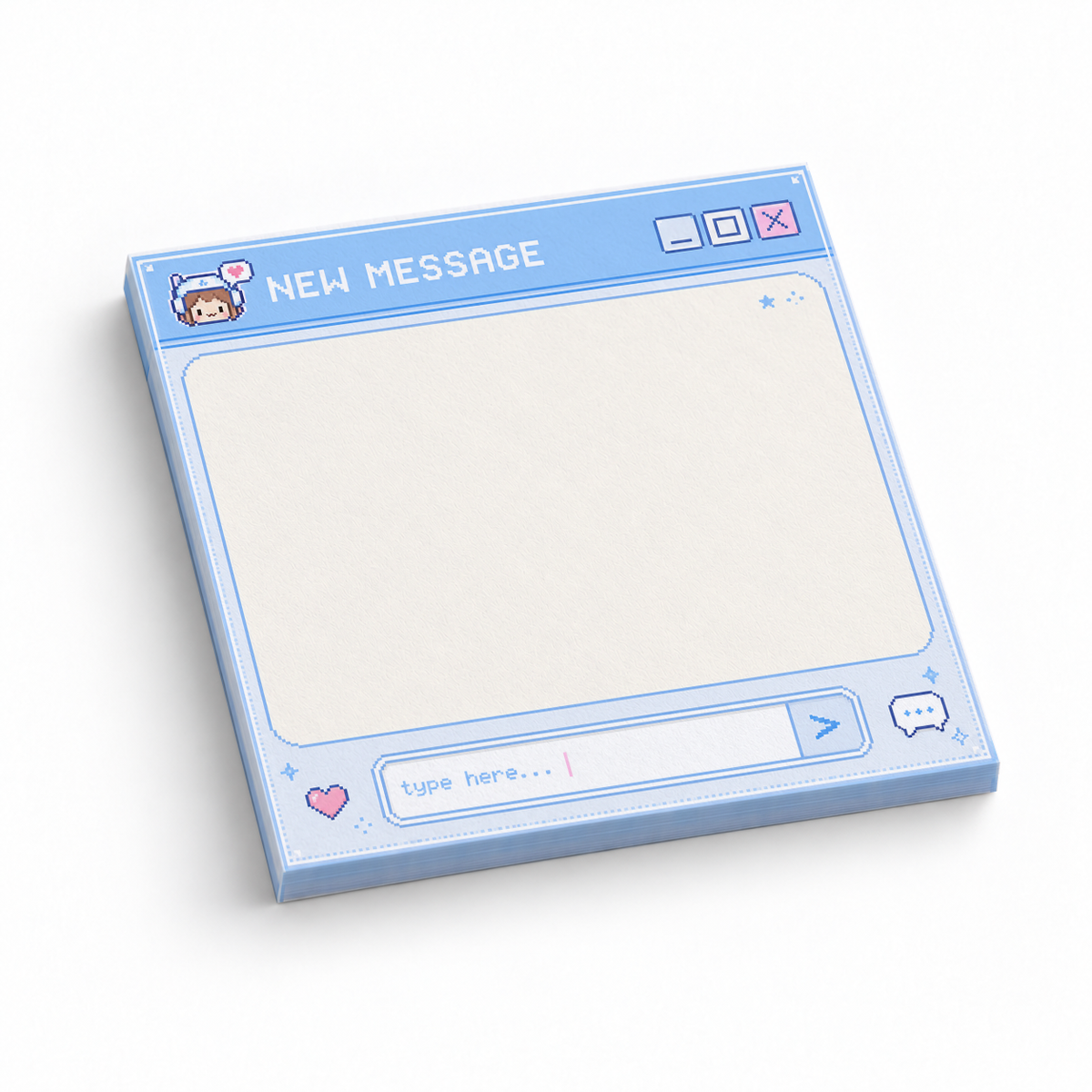 Pastel Blue Pixel Art New Message 3x3 sticky notes, 50-sheet memo pad