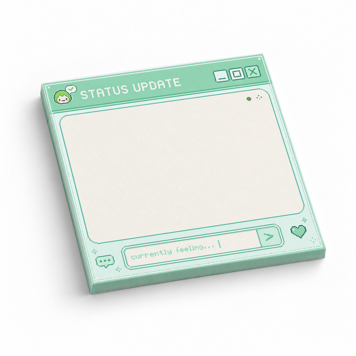 Mint Green Status Update Pixel Art 3x3 sticky notes, 50-sheet memo pad