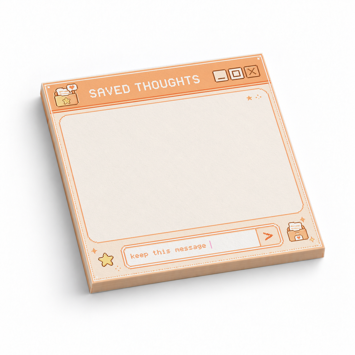 Peach Orange Saved Thoughts Retro 3x3 sticky notes, 50-sheet memo pad
