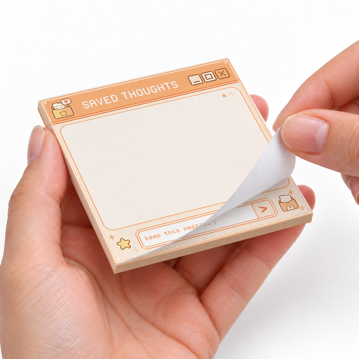 Peach Orange Saved Thoughts Retro sticky notes styled with a planner and desk accessories