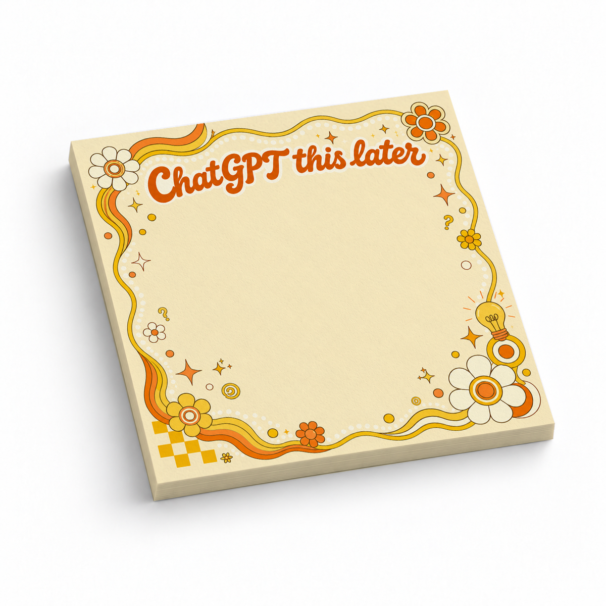 Retro Yellow ChatGPT This Later 3x3 sticky notes, 50-sheet memo pad
