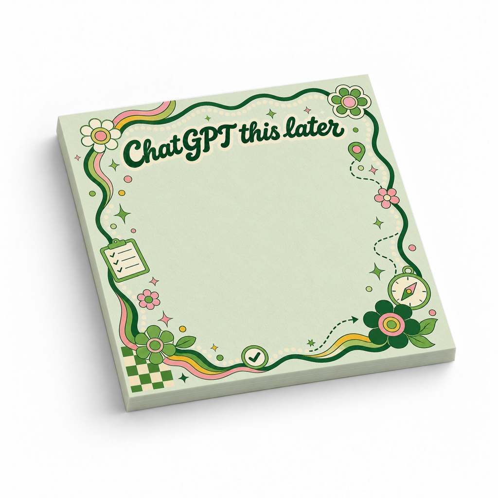 Green Compass ChatGPT This Later 3x3 sticky notes, 50-sheet memo pad