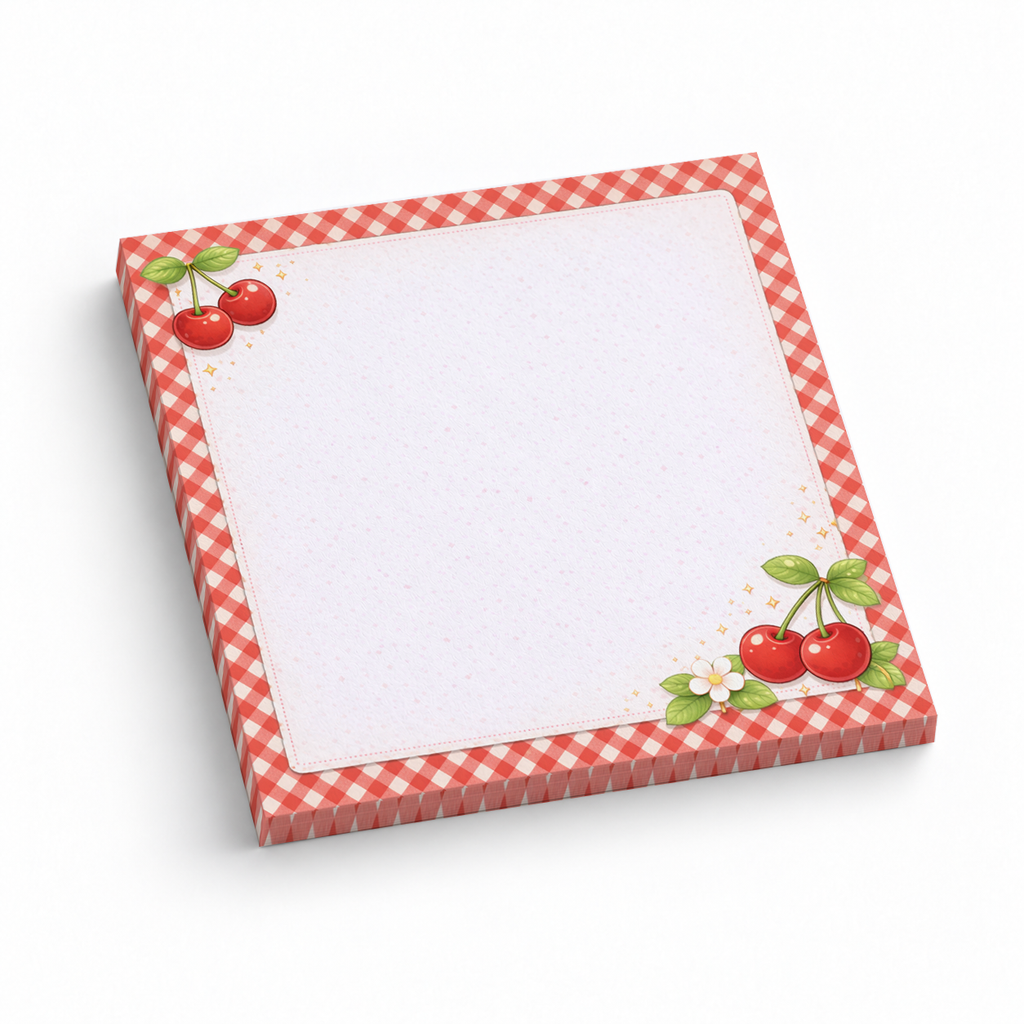 Cherry Gingham 3x3 sticky notes, 50-sheet memo pad