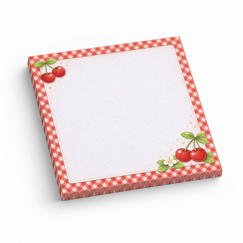 Cherry Gingham 3x3 sticky notes, 50-sheet memo pad