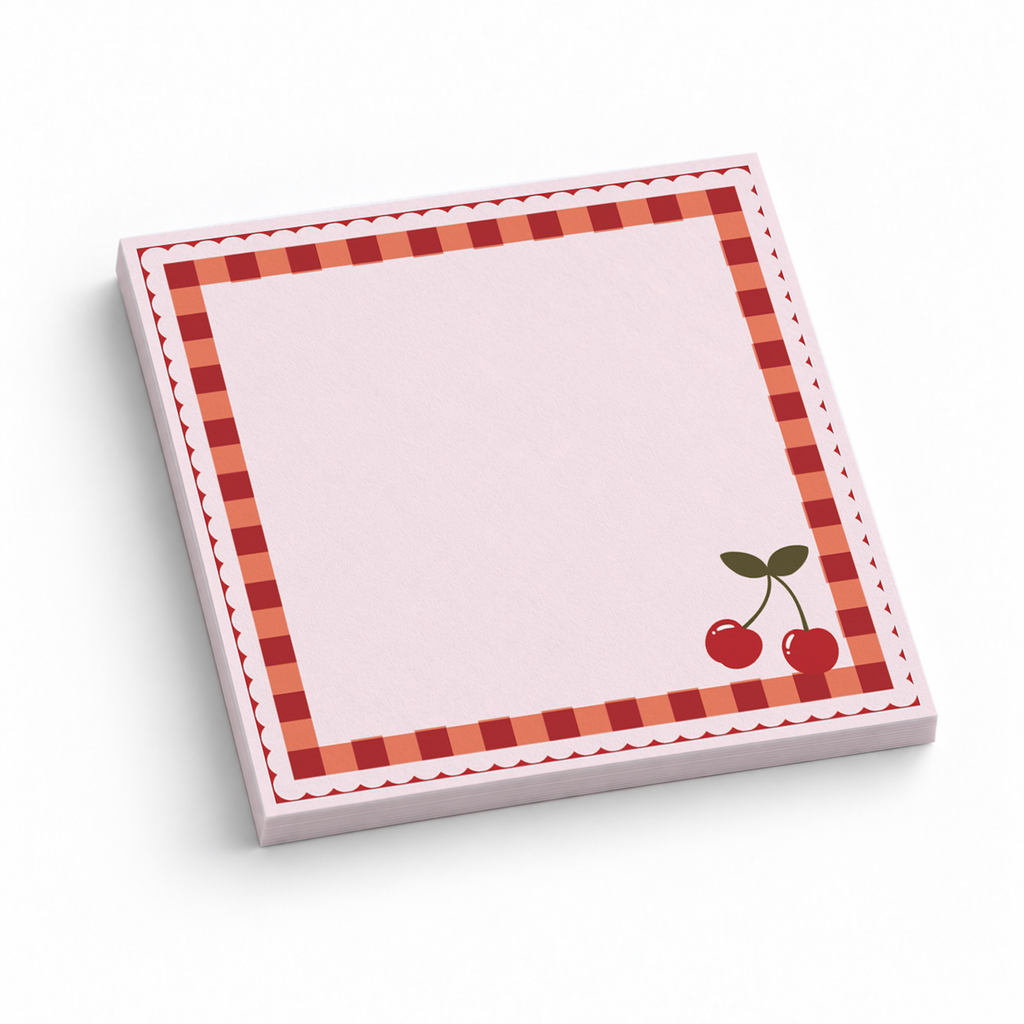 Cherry Checkered Border 3x3 sticky notes, 50-sheet memo pad