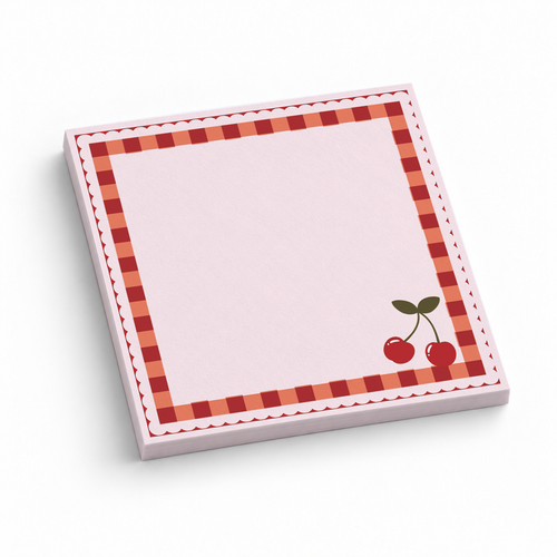 Cherry Checkered Border 3x3 sticky notes, 50-sheet memo pad
