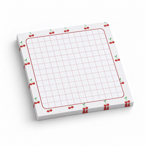 Cherry Border Grid 3x3 sticky notes, 50-sheet memo pad