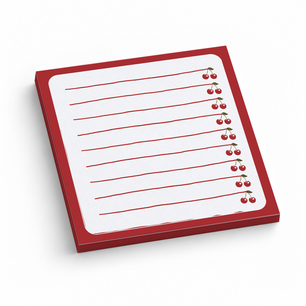 Lined Cherry Margin 3x3 sticky notes, 50-sheet memo pad