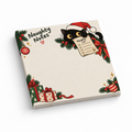 Santa Cat Naughty Notes sticky note pad with a black cat, gifts, ornaments, and a large blank writing area.