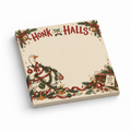 Christmas sticky note pad with “Honk the Halls” text and a goose wrapped in garland and ornaments.