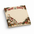 Christmas sticky note pad with a goose tangled in colorful lights and “Merry Little Chaos” lettering.
