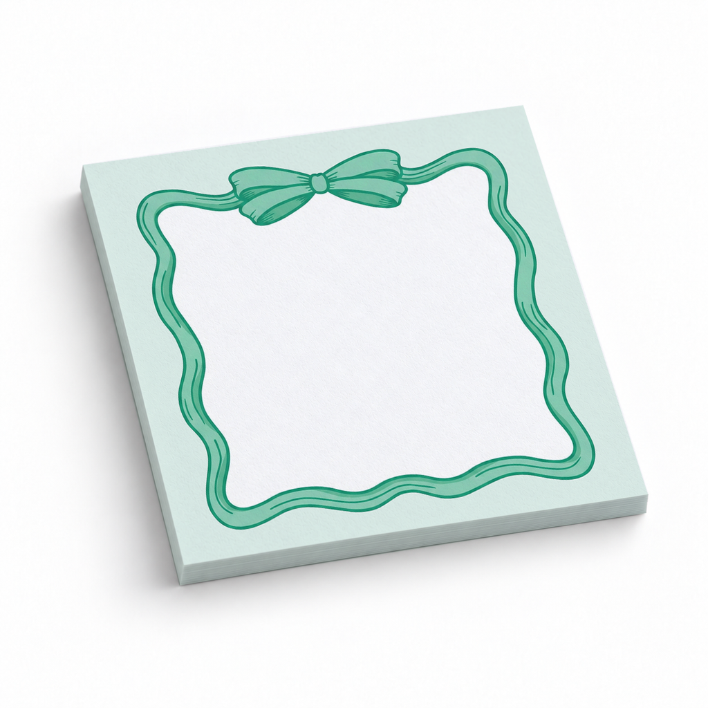 Mint Green Coquette Bow 3x3 sticky notes, 50-sheet memo pad