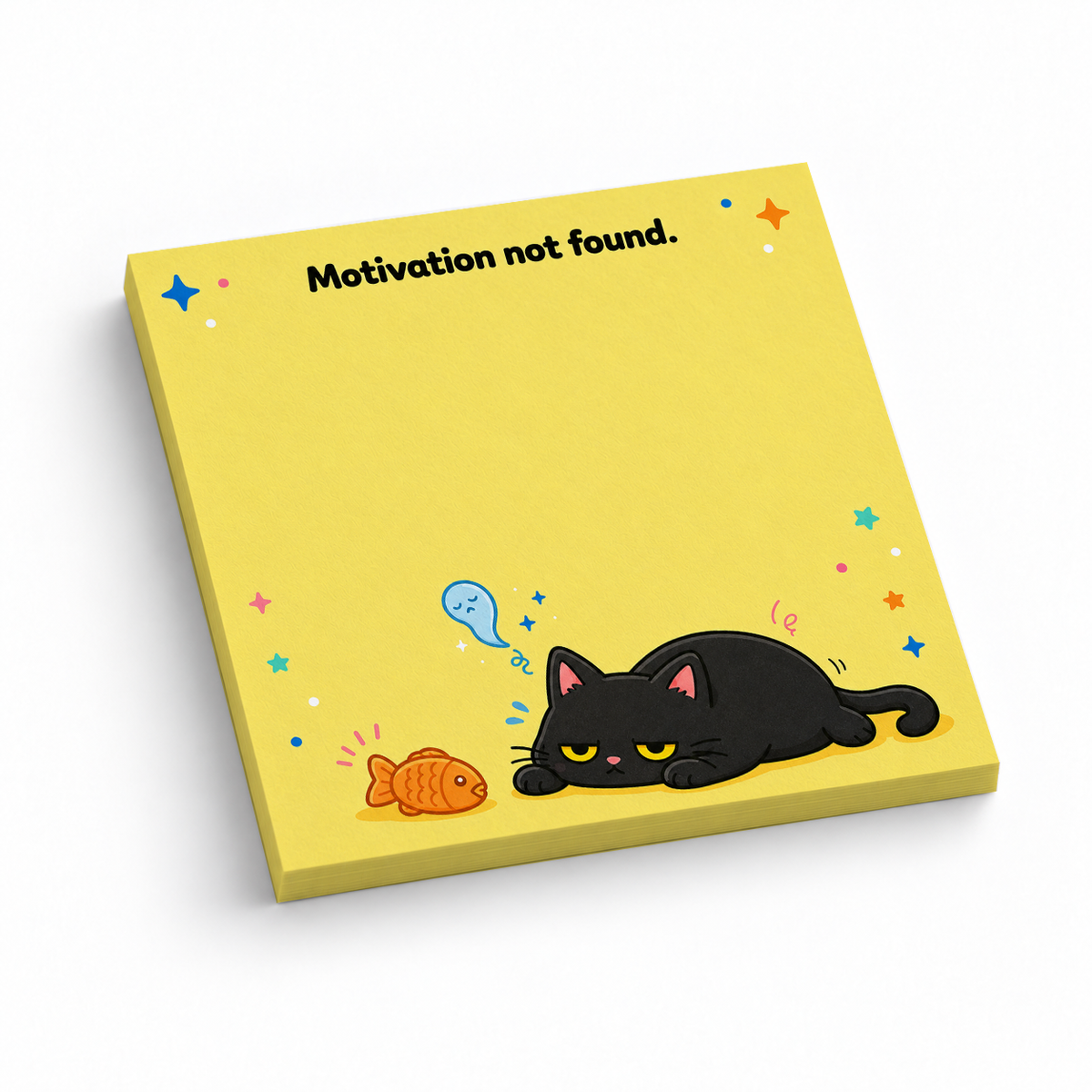Motivation Not Found Cat 3x3 sticky notes, 50-sheet memo pad