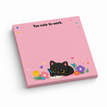 Too Cute to Work Pink Floral Cat 3x3 sticky notes, 50-sheet memo pad
