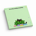 Avoiding Everything Plant Hiding Cat 3x3 sticky notes, 50-sheet memo pad