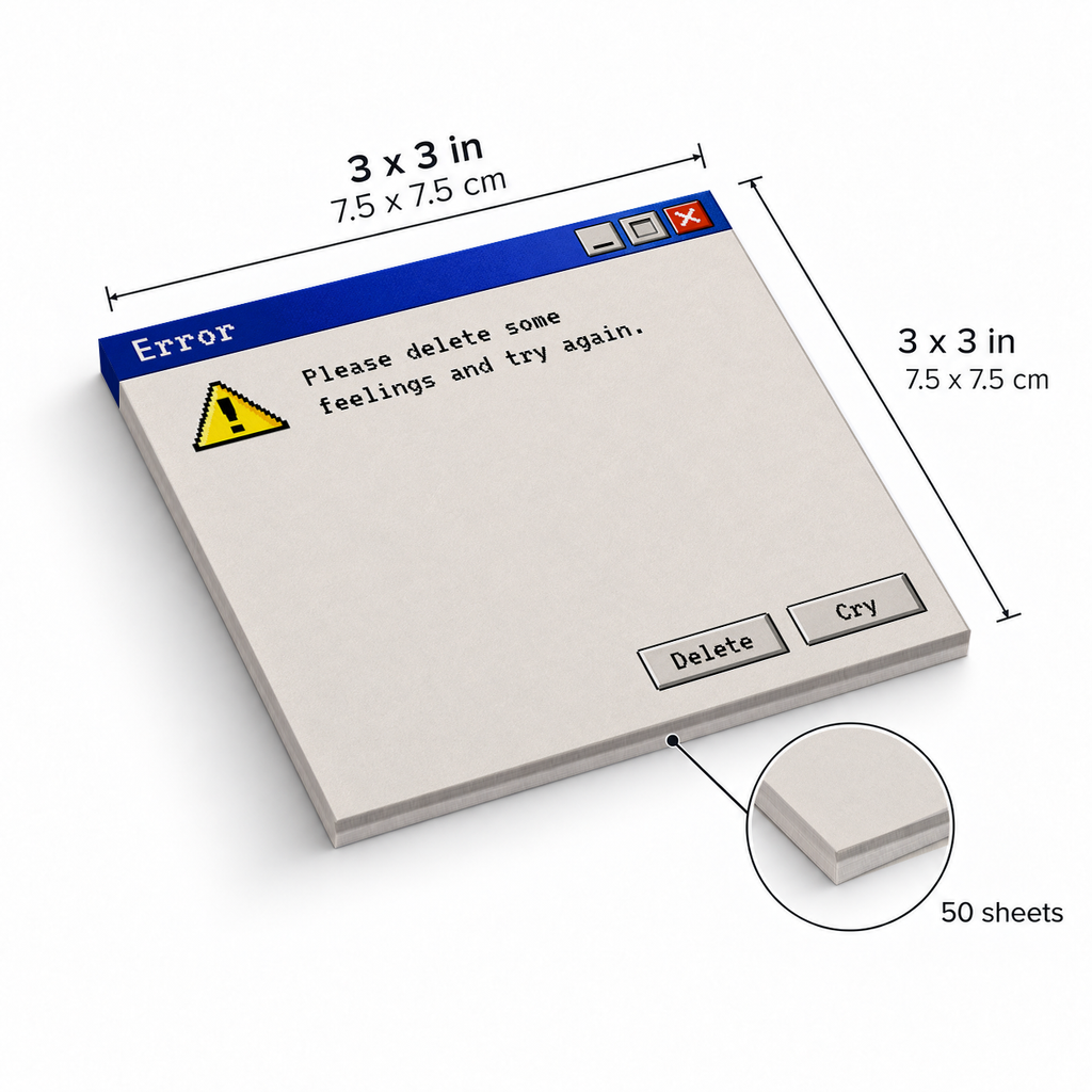 Delete Feelings Retro Error sticky notes, 3x3 in (7.5 x 7.5 cm), 50 sheets