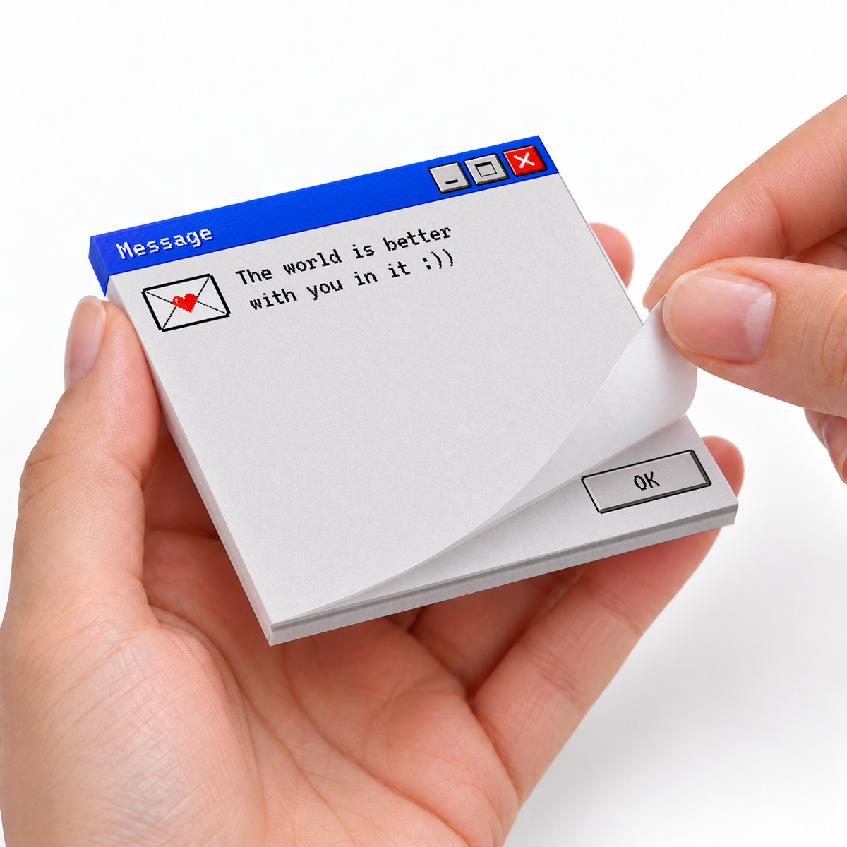 Pixel Heart Message Retro sticky notes styled with a planner and desk accessories