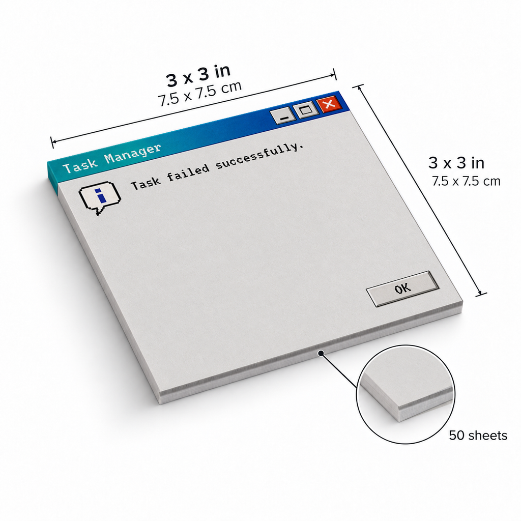 Task Failed Successfully sticky notes, 3x3 in (7.5 x 7.5 cm), 50 sheets