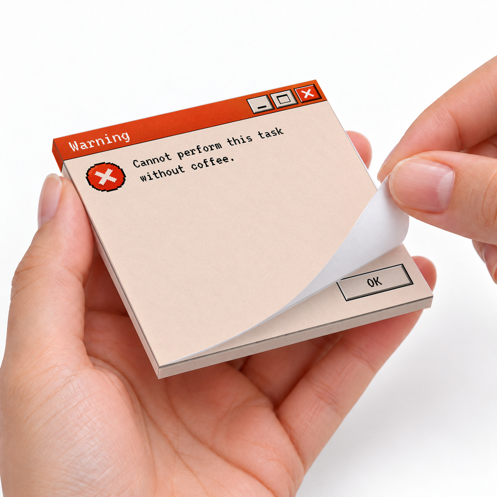 Coffee Warning Retro sticky notes styled with a planner and desk accessories