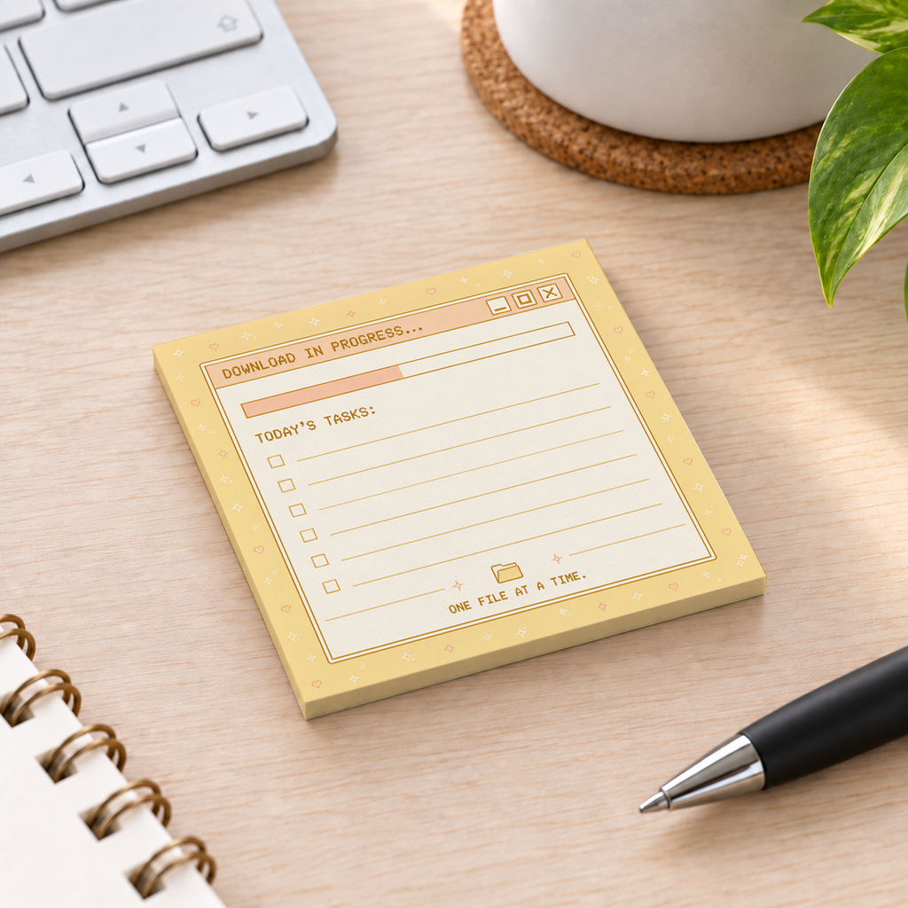 Close-up of Today's Tasks Retro Window sticky note design and writable area