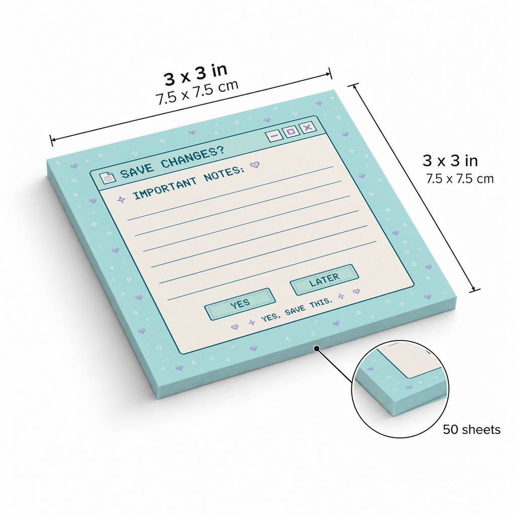 Save Changes Pixel Art sticky notes, 3x3 in (7.5 x 7.5 cm), 50 sheets