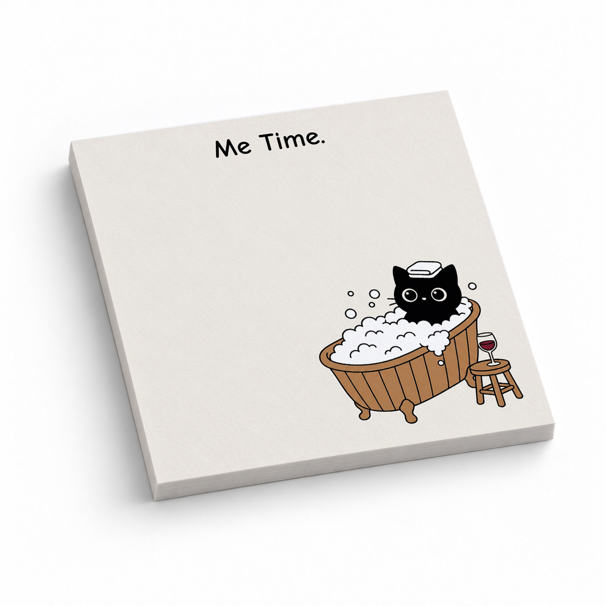 Spa Cat Bubble Bath 3x3 sticky notes, 50-sheet memo pad
