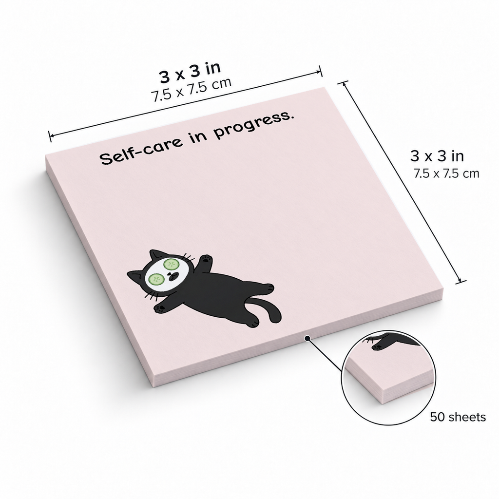 Skincare Cat Face Mask sticky notes, 3x3 in (7.5 x 7.5 cm), 50 sheets