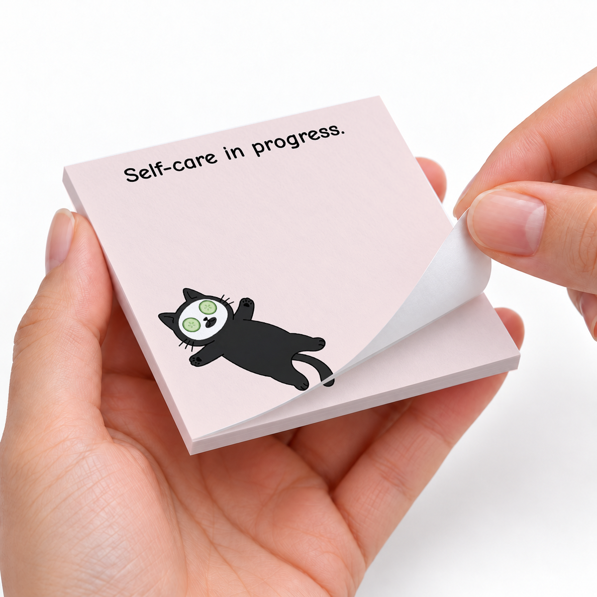 Skincare Cat Face Mask sticky notes styled with a planner and desk accessories