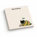 Cozy Recharging Cat 3x3 sticky notes, 50-sheet memo pad