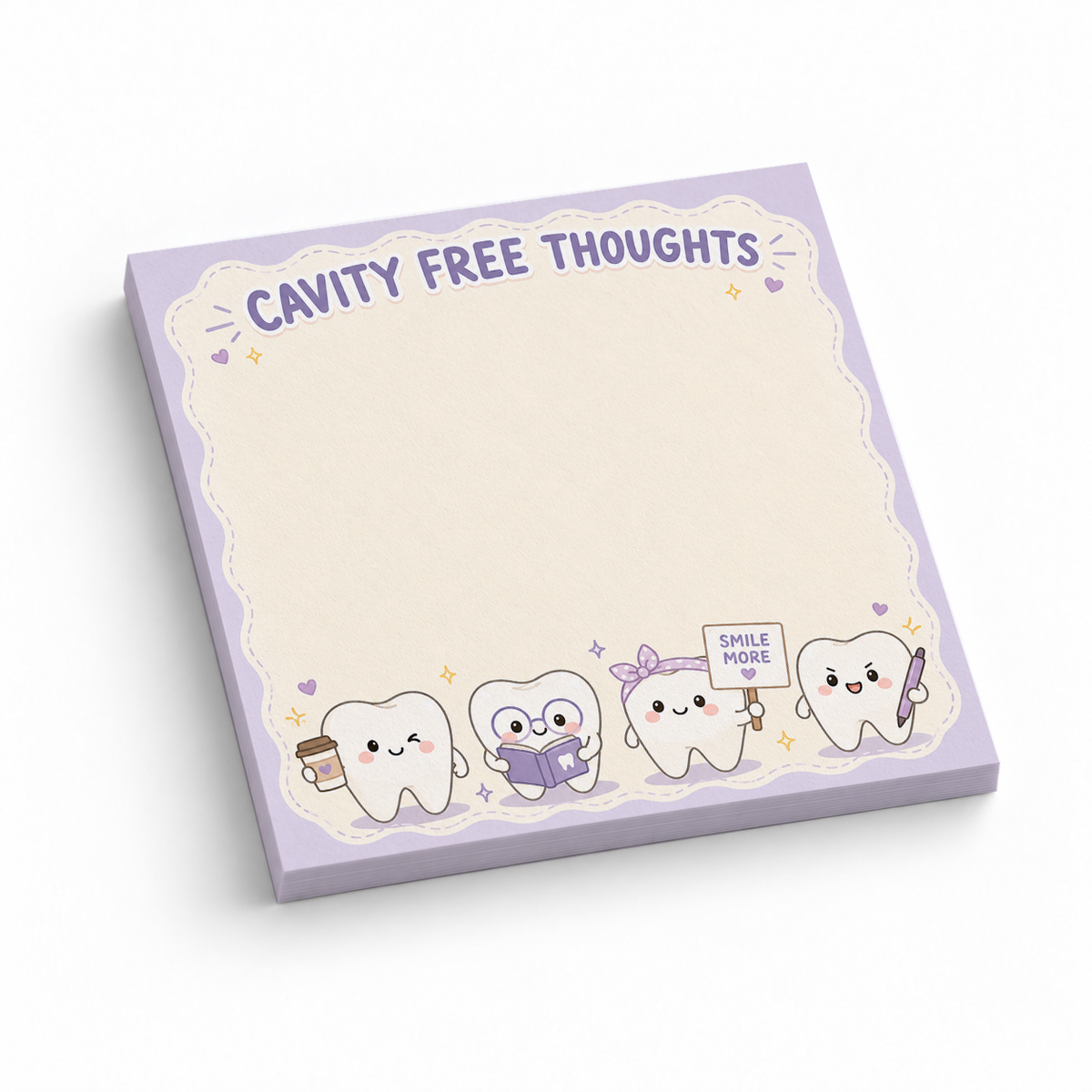 Cavity Free Thoughts Dental 3x3 sticky notes, 50-sheet memo pad